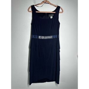 Alex Evening Women’s Blue Rhinestone Sequins Sleeveless Formal Evening Dress 10